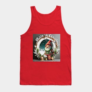 Merry Christmas Greetings: Gnome in ugly Christmas sweater in festive frame Tank Top